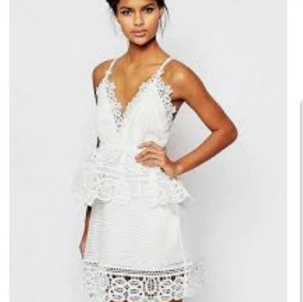 Self Portrait Lace Trim Peplum Dress